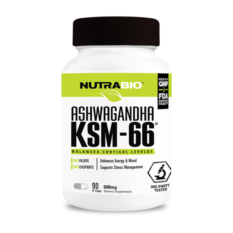 NutraBio Ashwagandha KSM-66 90 Capsules