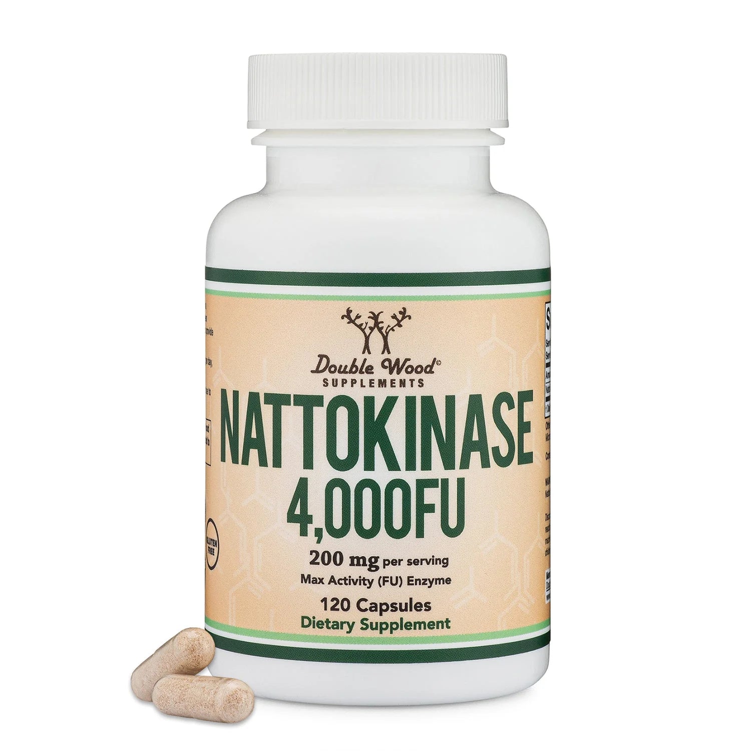 Nattokinase Supplement 4,000 FU Servings, 120 Capsules (Derived from Japanese Natto) for Cardiovascular and Blood Circulation Support by