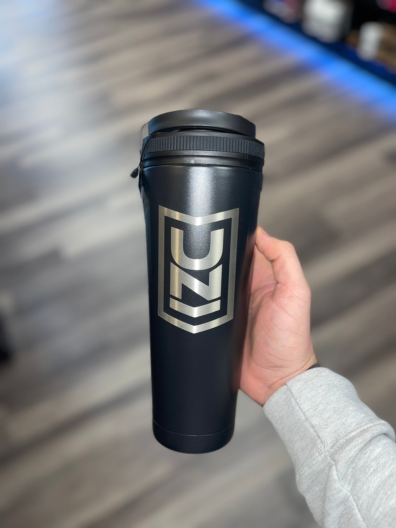 Black Insulated 36oz Protein Shaker Bottle